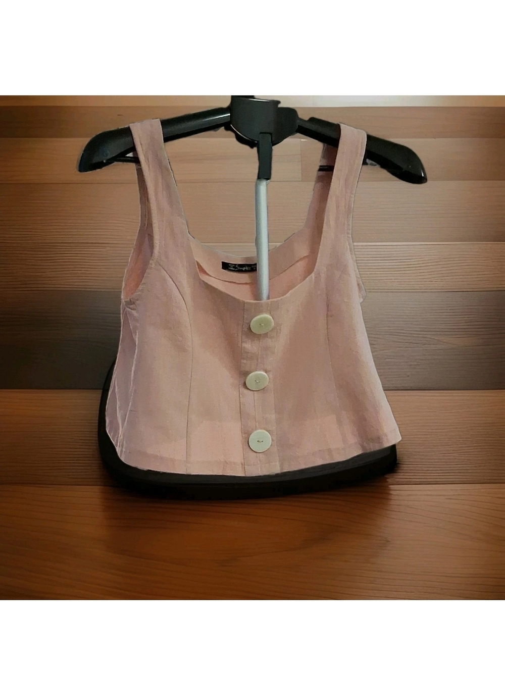 Simplee Apparel Pink Cropped Button Front Tank Top